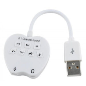 Adaptador de Áudio Comodow USB 3D Sound 8.1 para Pc e Notebook Branco
