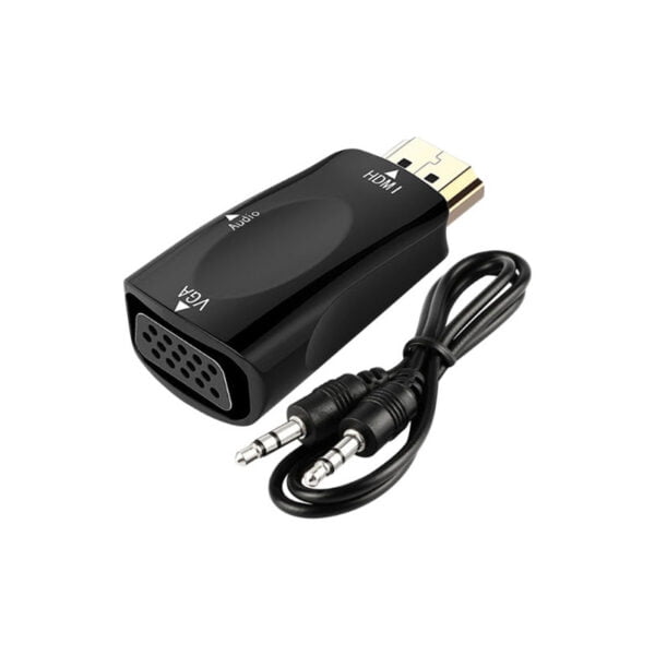 Adaptador HDMI Macho a VGA Fêmea com Cabo de Áudio P2