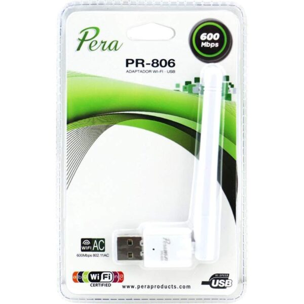 Adaptador WiFi Pera PR-806 USB 600Mbp/s Branco