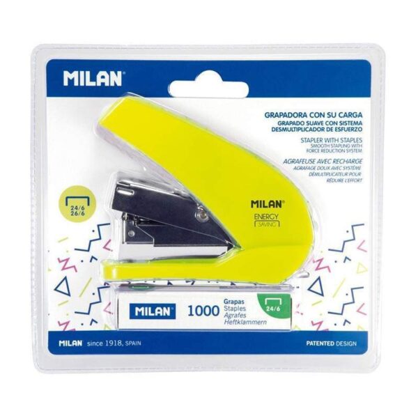 Agrafador con Recarga Milan Energy Saving 19107Y - Amarelo