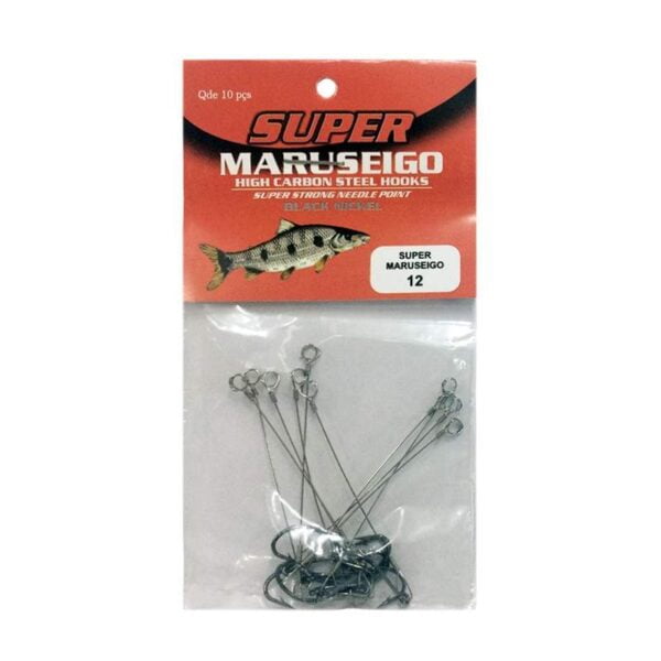 Anzol Encastoado Marine Sports Super Maruseigo Black 12 com 10 pçs