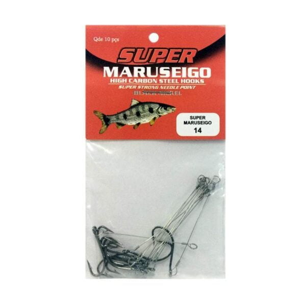 Anzol Encastoado Marine Sports Super Maruseigo Black 14 com 10 pçs