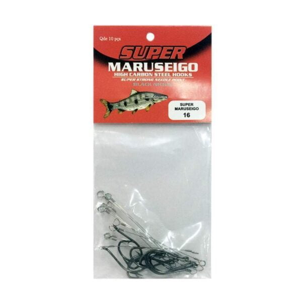 Anzol Encastoado Marine Sports Super Maruseigo Black 16 com 10 pçs