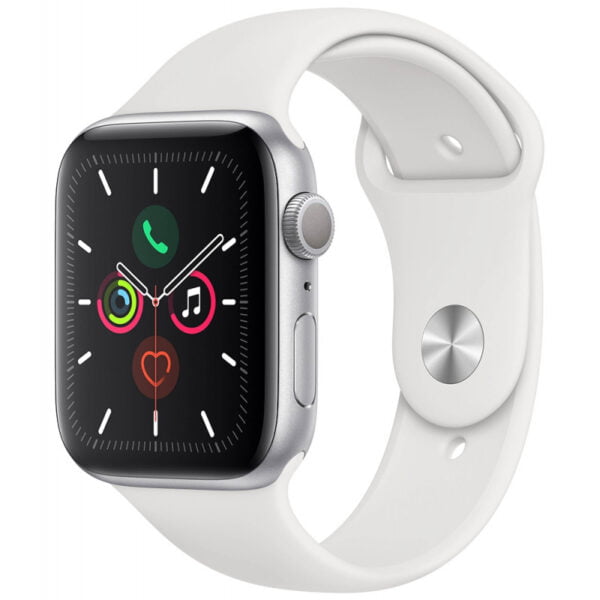 Apple Watch S5 (GPS) Caixa Alumínio Silver 44mm Pulseira Esportiva Branca MWVD2LL