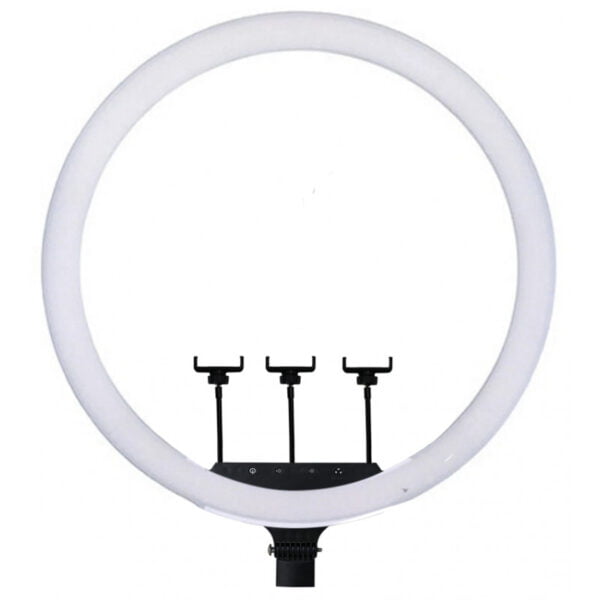 Aro LED Circular com 3 Suportes de Celular 17" Branco/Preto (Obs sem Tripé)