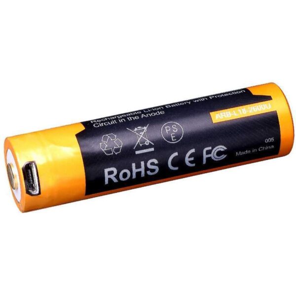 Bateria Recarregável Fenix ARB-L18-2600U 18650 2600mAh 3.6V Micro-USB