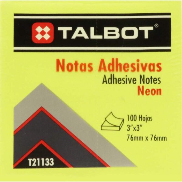 Bloco Talbot Lembrete Adesivo - T21133 - Amarelo Neon