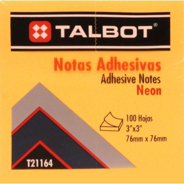 Bloco Talbot Lembrete Adesivo - T21164 - Laranja