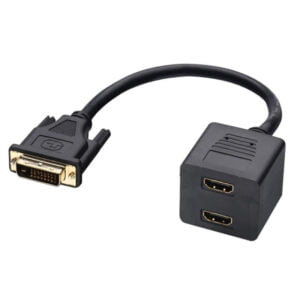 Cabo Adaptador DVI-D Macho para 2 Saídas HDMI Fêmeas (20 cm) Preto