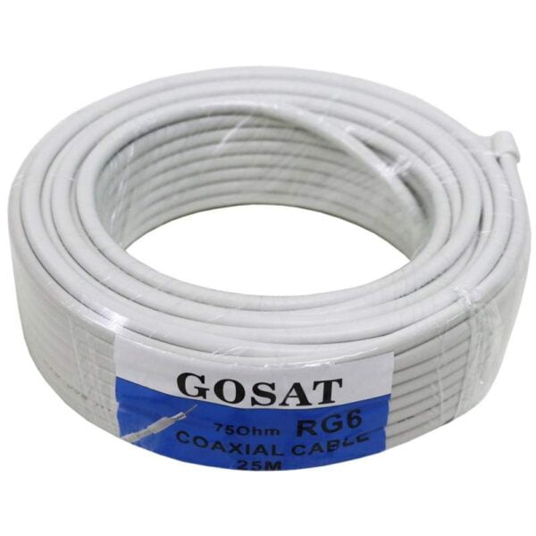 Cabo Coaxial Gosat RG6 75Ohm Branco 25M
