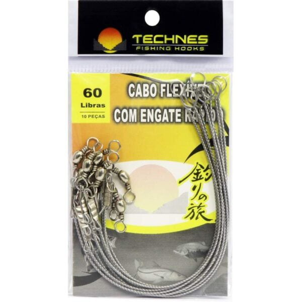 Cabo Flexível com Engate Rápido Technes 60lbs (10 Pçs)