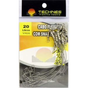 Cabo Flexível com Snap e Girador Technes 20lbs (10 Pçs)