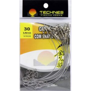 Cabo Flexível com Snap e Girador Technes 30lbs (10 Pçs)