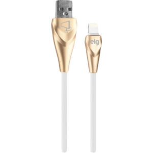 Cabo Lightning USB ELG AL810WH conectores em Alumínio (1 metro) Branco/Dourado