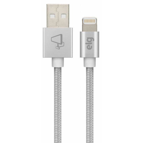 Cabo Lightning USB ELG C810BS Nylon trançado (1 metro) Prata - Certificado Apple