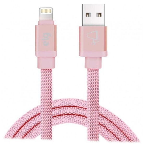 Cabo Lightning USB ELG CNV810PK Tecido Canvas (1 metro) Rosa