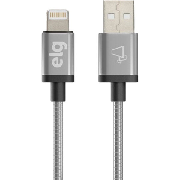 Cabo Lightning USB ELG INX810GY Inox Blindado (1 metro) Cinza