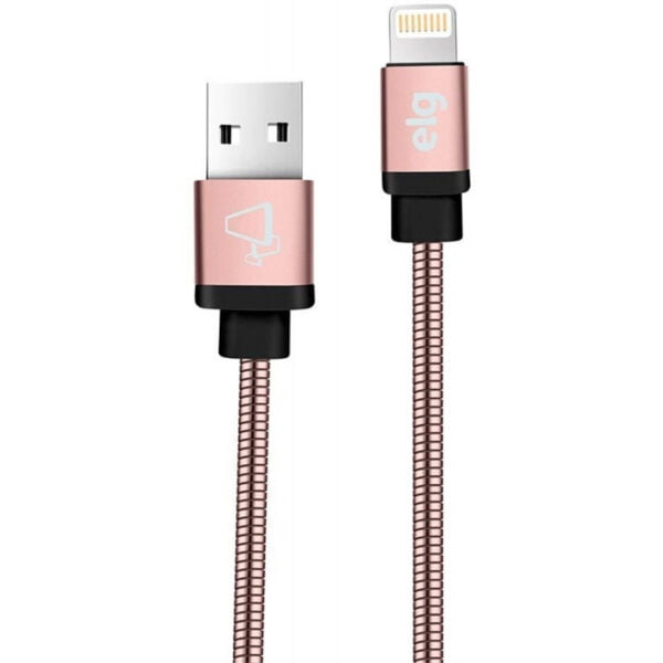 Cabo Lightning USB ELG INX810RG Inox Blindado (1 metro) Rosa