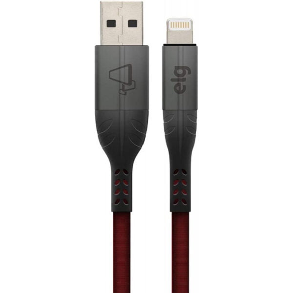 Cabo Lightning USB ELG L810RD Tecido canvas (1 metro) Vermelho