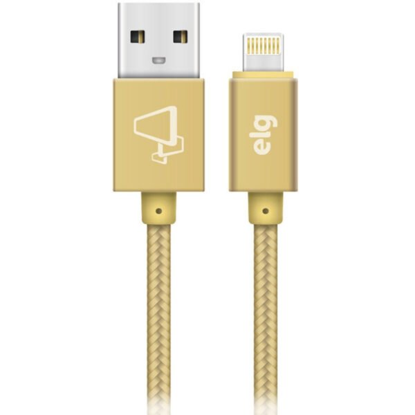 Cabo Lightning USB ELG L820BG Nylon trançado (2 metros) Dourado