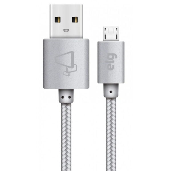 Cabo Micro USB ELG M510BS Nylon Trançado (1 metro) Prata