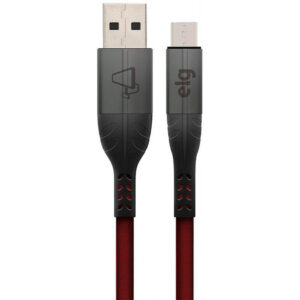 Cabo Micro USB ELG M510RD Nylon Trançado (1 metro) Vermelho/Preto