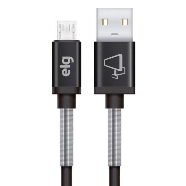 Cabo Micro USB ELG SP510BK Mola Inox de Proteção