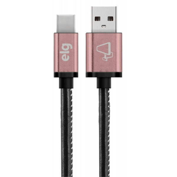 Cabo USB-C ELG SKNC10BK Tecido Natural 2.4A 12W (1 metro) Preto