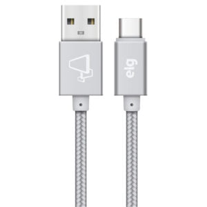 Cabo USB-C ELG TC10BSRG Malha de Nylon 3A 15W (1 metro) Prata
