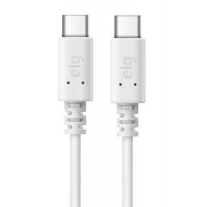 Cabo USB-C ELG TC2TC Injetado em PVC 3A 15W (1 metro) Branco