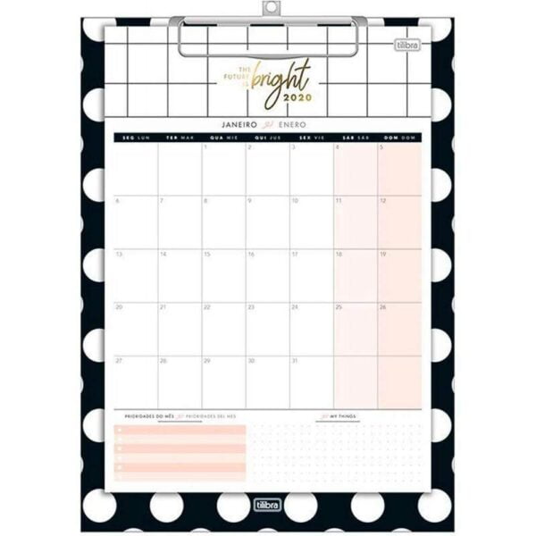 Calendário Planner com Prancheta West Village 2020 Tilibra 12 Paginas