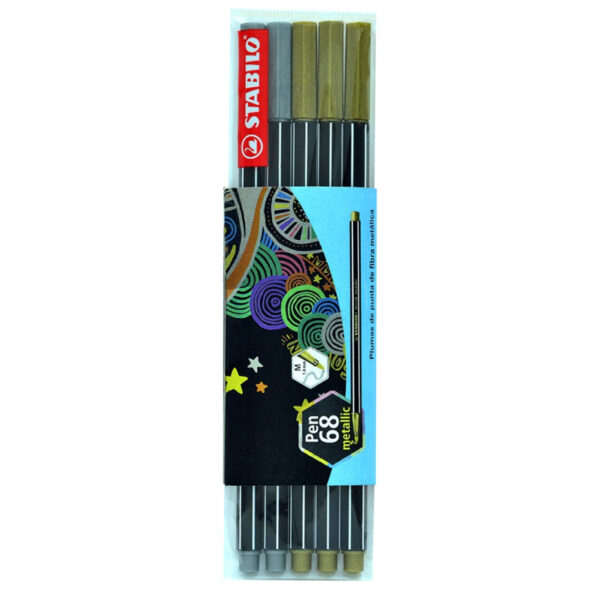 Caneta Pen 68 Stabilo Metallic (5 Colores)