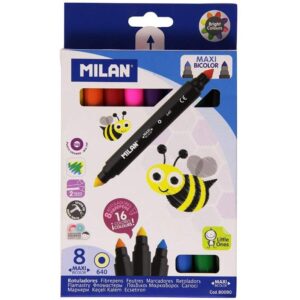 Caneta Pincel para Colorir  Milan Maxi Bicolor 80090 (8 Unidades)