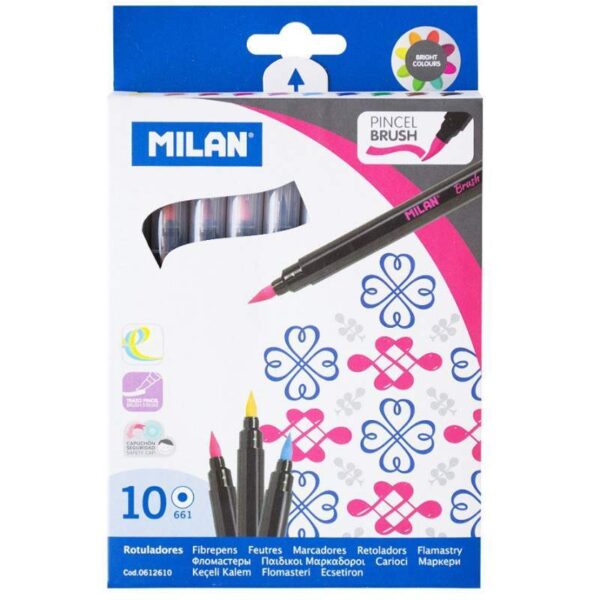 Caneta Pincel para Colorir Ponta Fina Milan Brush 0612610 (10 Unidades)