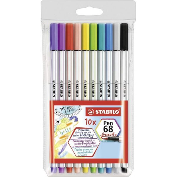 Caneta Stabilo Pen 68 Brush (10 Cores)