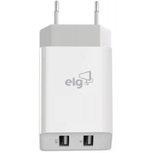 Carregador de parede ELG WC124A 2x USB de 1A e 2.4A 5V Bivolt - Branco/Cinza
