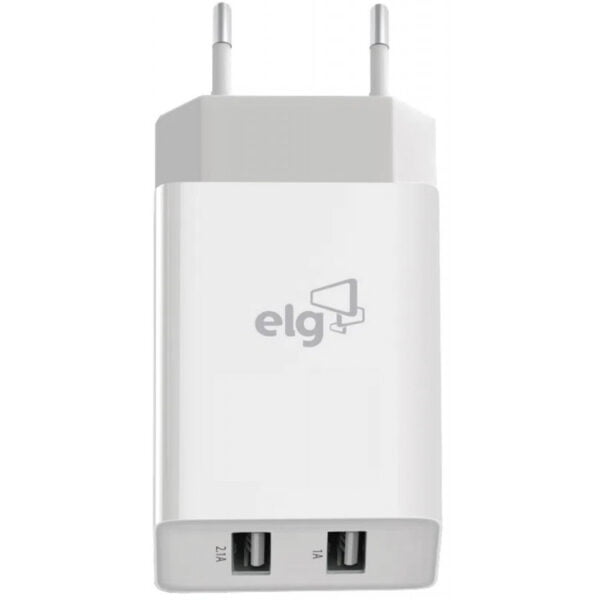 Carregador de parede ELG WC124E 2x USB de 1A e 2.4A 5V Bivolt - Branco