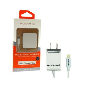 Carregador de Parede Kodiak KO-WCD31-IP03R Lightning+USB - Branco