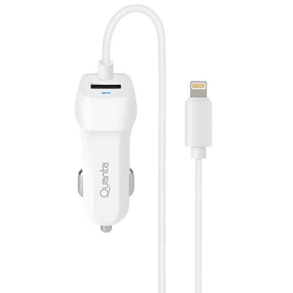 Carregador Veicular Quanta 2x1 QTCVL10 USB/Lightning Branco