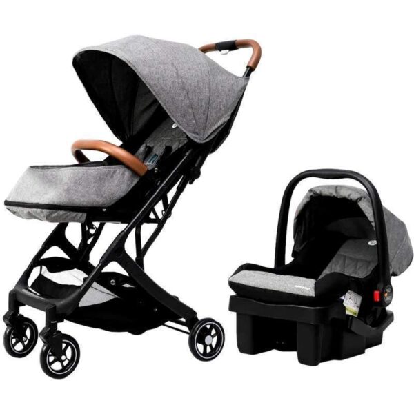 Carrinho e Cadeira para Bebê Premium Baby Confort+Ts - Cinza/Marrom