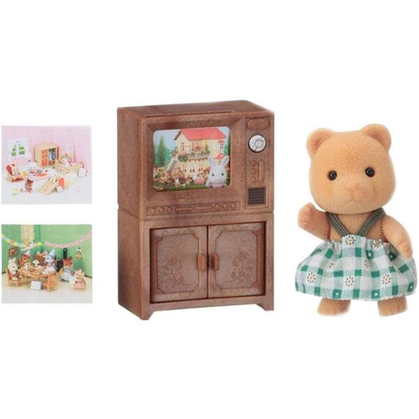 Epoch Sylvanian Families Bear Sister with TV set 5143 - 3 Pcs