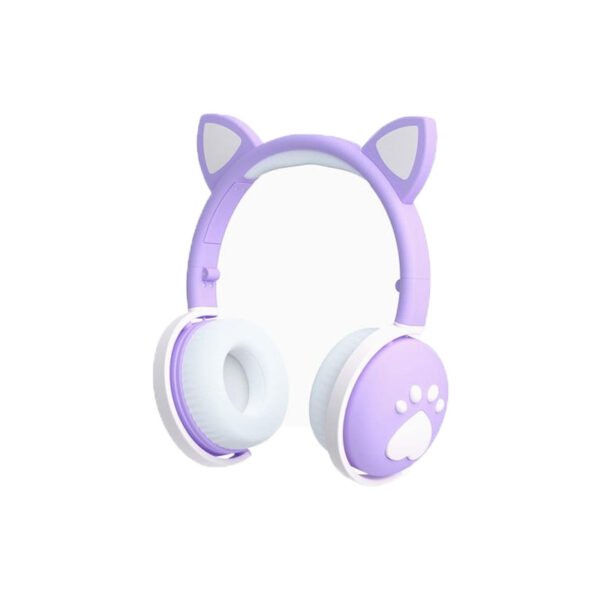 Fone de Ouvido BK1 de Gato Bluetooth - Lilas/Branco