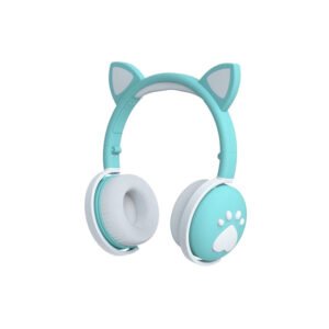 Fone de Ouvido BK1 de Gato Bluetooth - Verde/Cinza