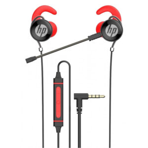 Fone de Ouvido HP DHE-7004 com microfone removível - Preto/Vermelho