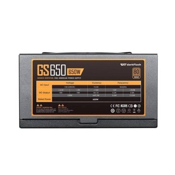Fonte Para Gabinete DarkFlash GS650 650W 80 Plus Bronze - Bivolt