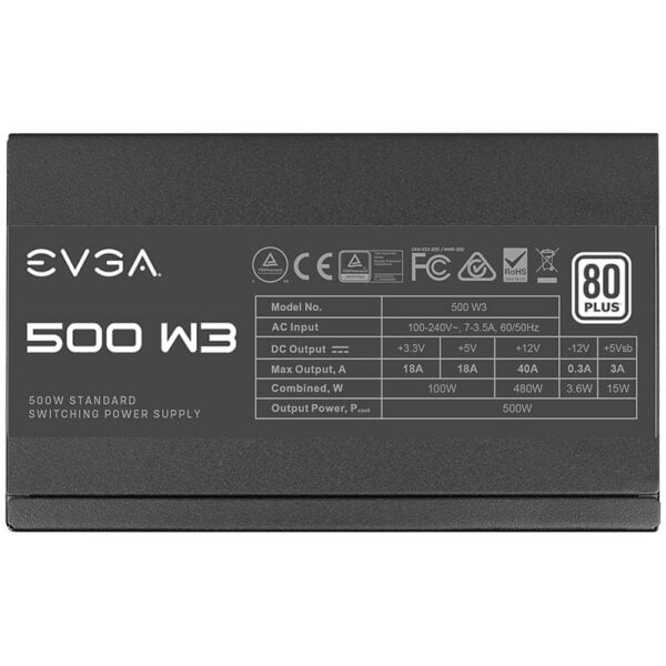 Fonte para Gabinete EVGA 500W W3 80 Plus White 100-W3-0500-K1