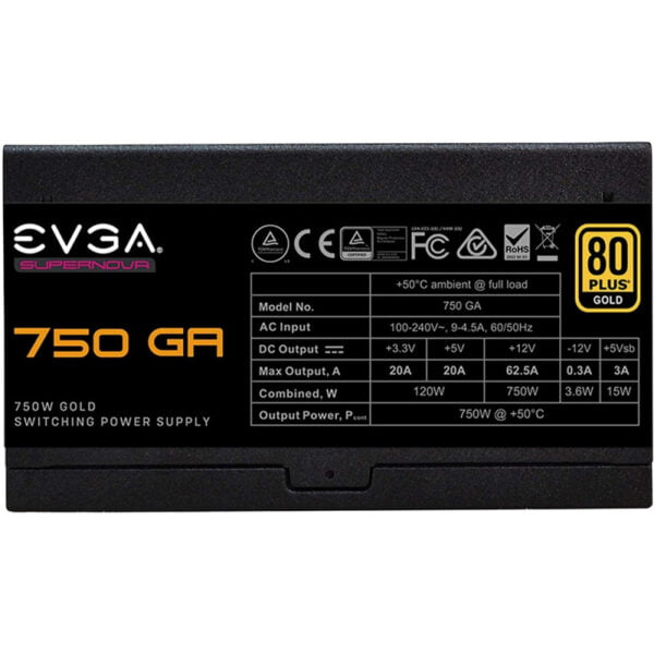 Fonte para Gabinete EVGA 750W GA SuperNova 80 Plus Gold 220-GA-0750-X1 Modular