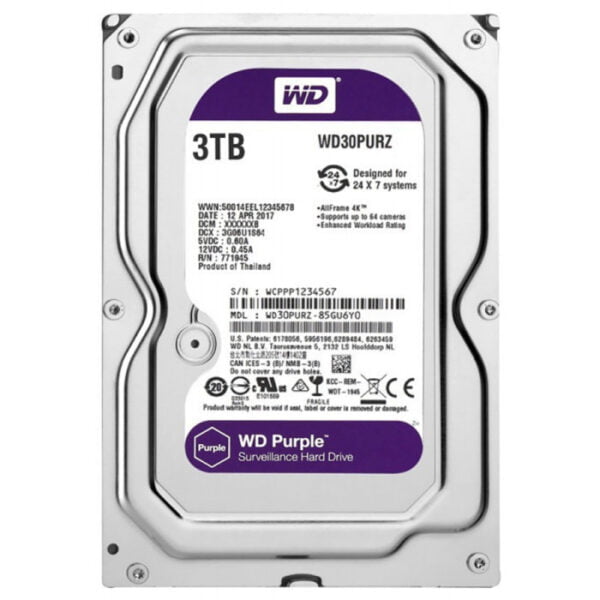 HD Interno WD Purple Surveillance Sata 3TB WD30PURZ Para DVR