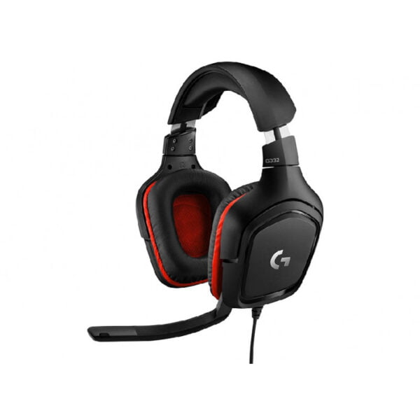 Headset Logitech G332 981-000755 para jogos - Preto/Vermelho