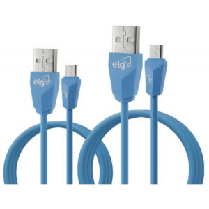 Kit Cabo Micro USB 2 em 1 ELG CMB512BE Termoplástico (1 metro) e (2 metros) Azul